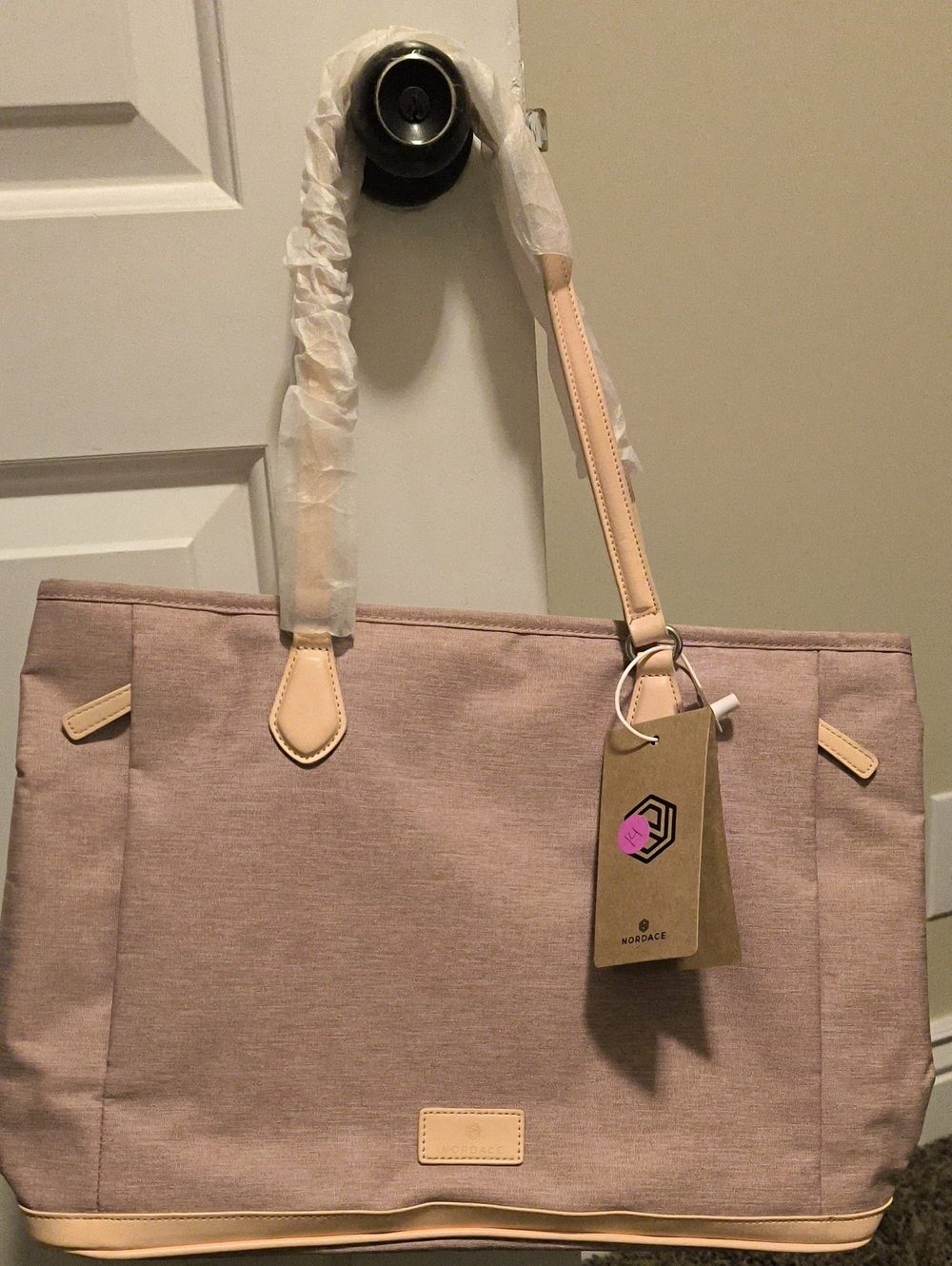 Neutral Blush Tote with Light Tan Trim